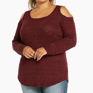 Marled Knit Cold Shoulder Tunic Sweater Sz 5 (28)